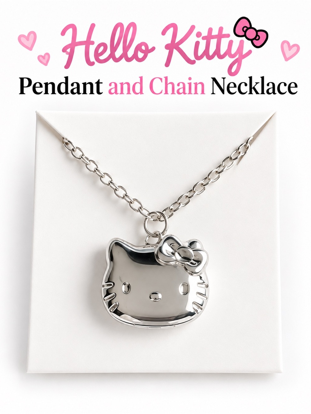 Hello Kitty Silver Pendant Necklace and Chain